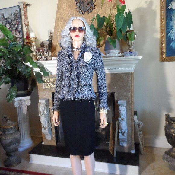 St. John Collection Black Tweed Knit Skirt Suit Size 4 - Picture 1 of 16